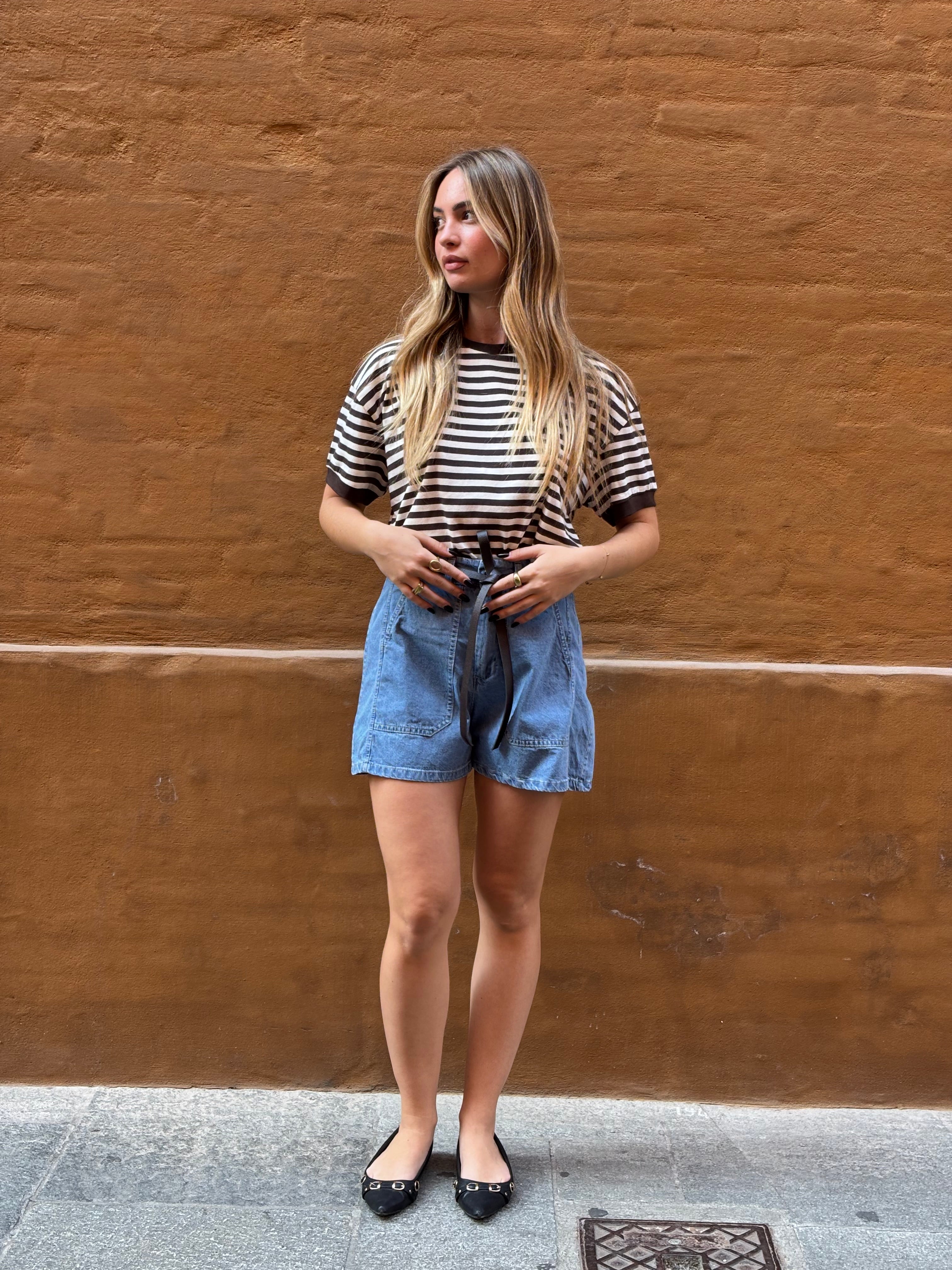 Short Susy Mix Jeans Leggero con Cintura