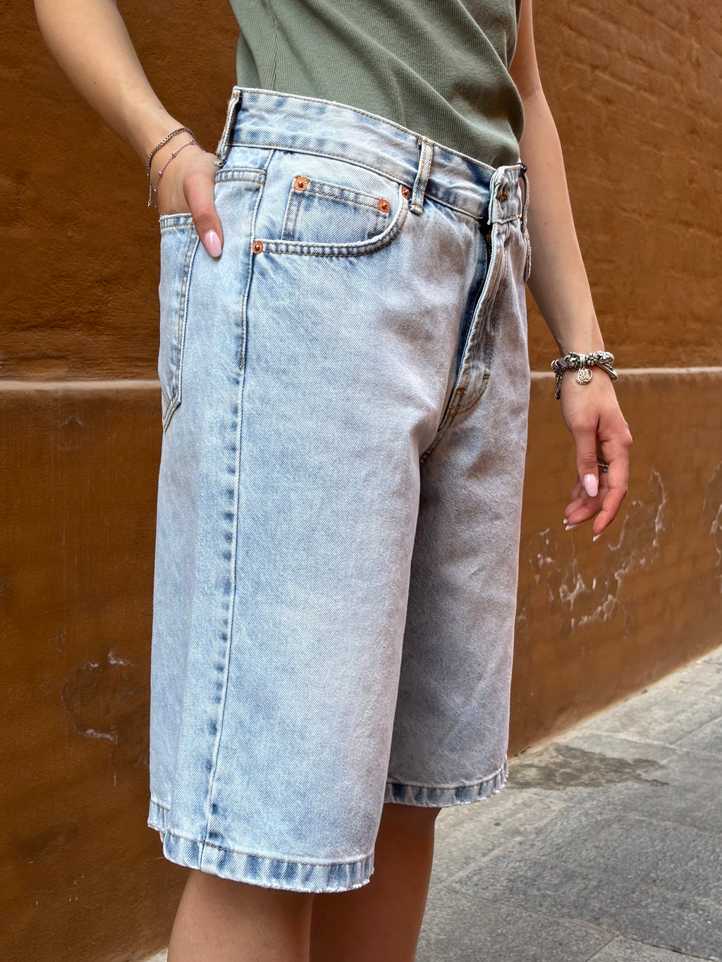 Bermuda Tensione in Jeans Chiaro
