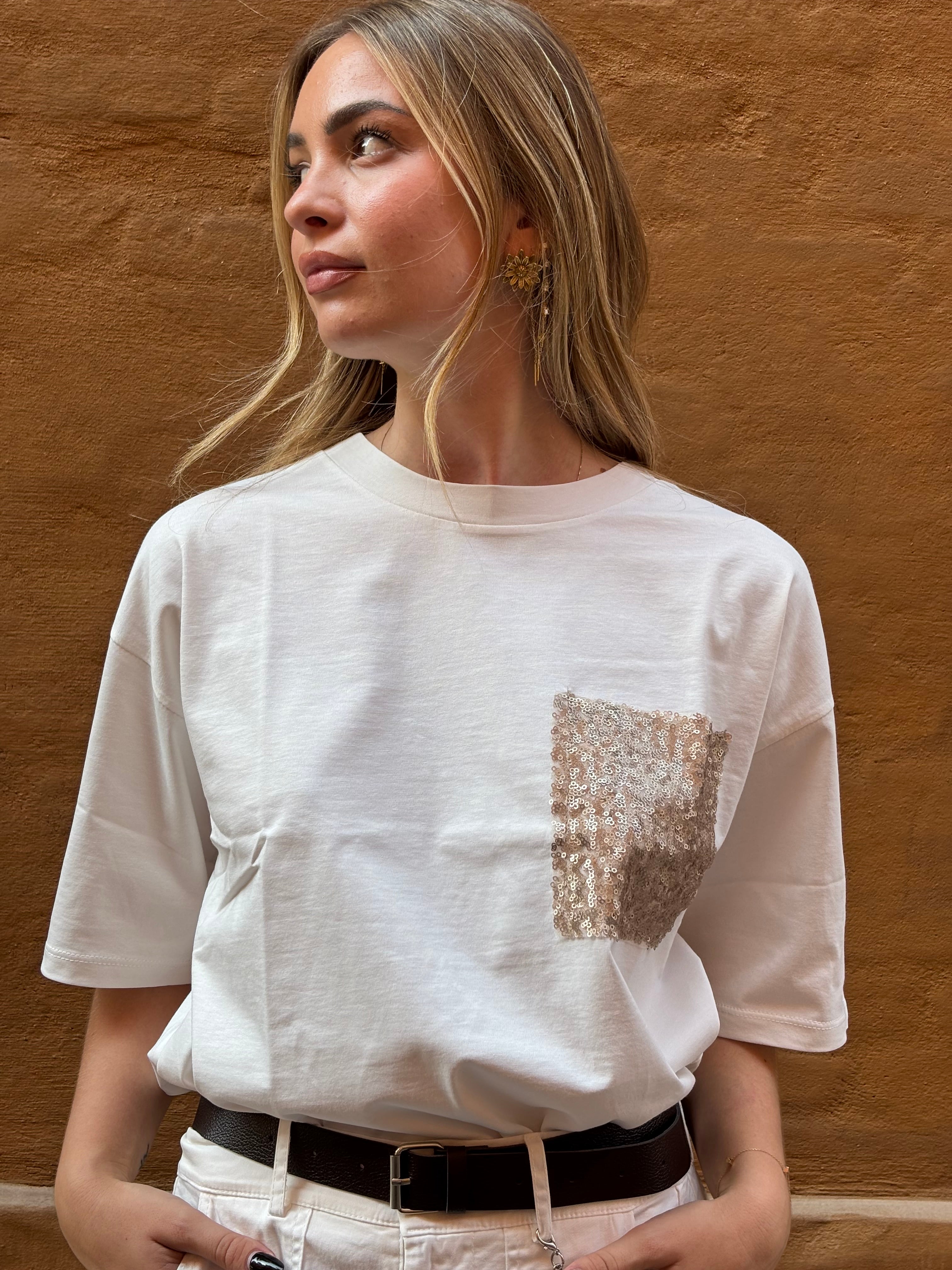 T-shirt Susy Mix Over Cotone Paiettes